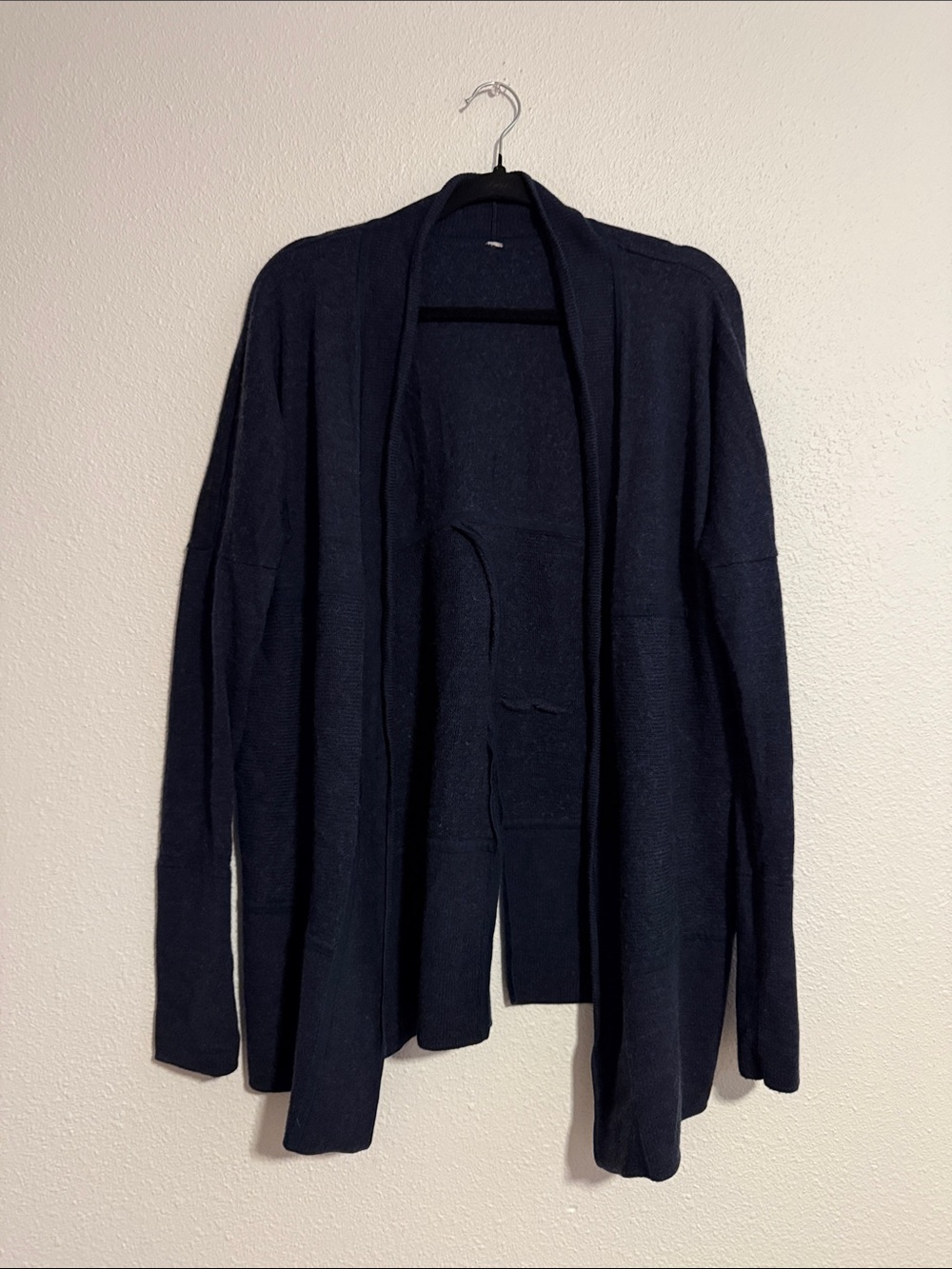 Lululemon Size 4 Merino Wool Sit In Lotus Split Back Navy Blue Cardigan Sweater
